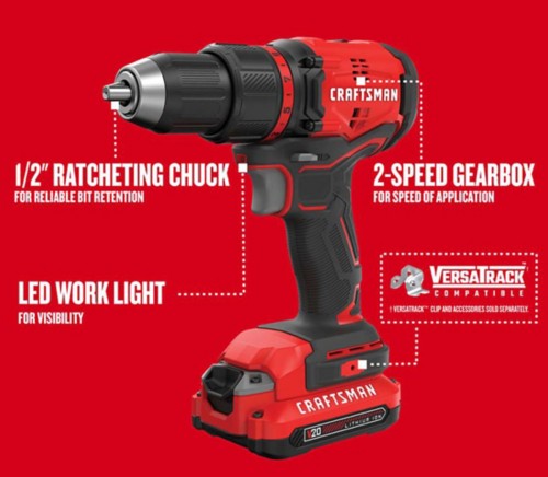 Craftsman V20 20 V 1/2 in Brushless Cordless Compact Drill Kit (Battery & Charger)