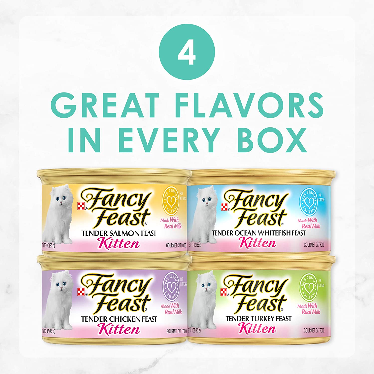 Purina Fancy Feast Grain Free Pate Wet Kitten Food Variety Pack. Kitten Classic Pate Collection. 4 flavors - (24) 3 oz. Boxes