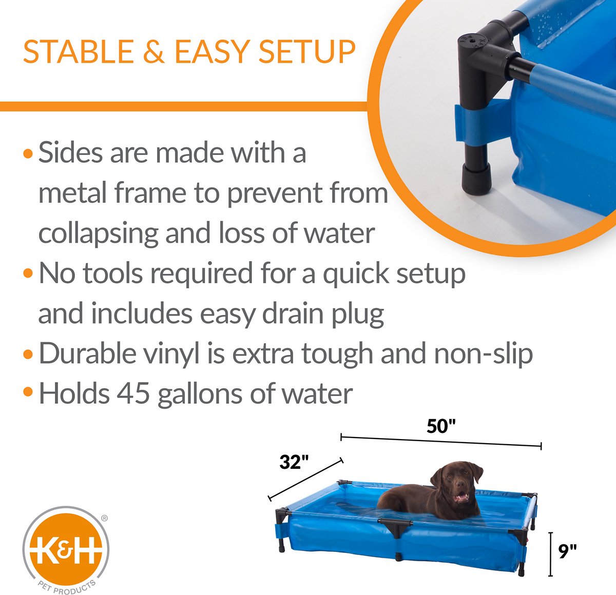 K&H Pet Products Dog Pool & Pet Bath. X-Large (Blue)