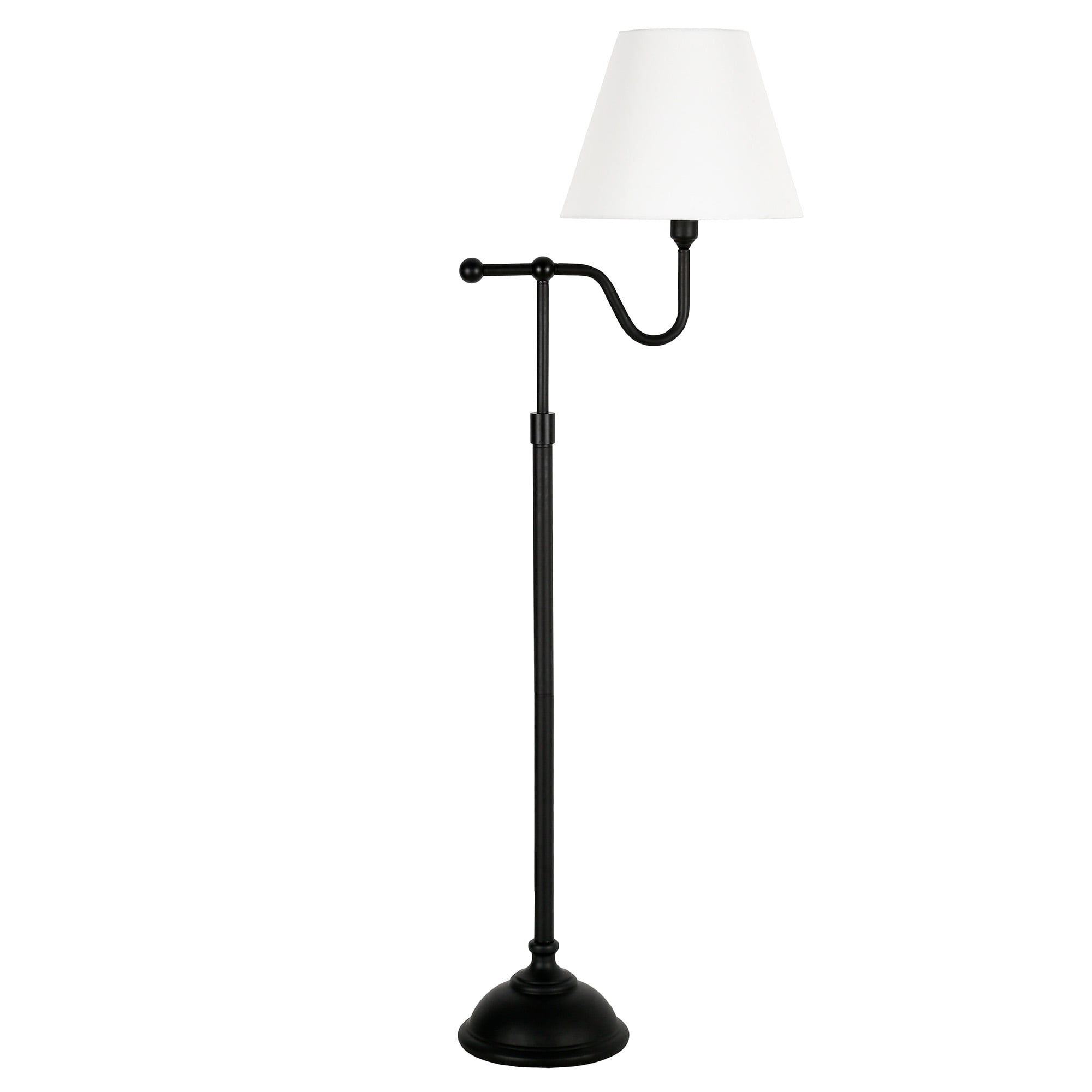Evelyn&Zoe Wellesley Modern Farmhouse Swing Arm Reading Floor Lamp. Black