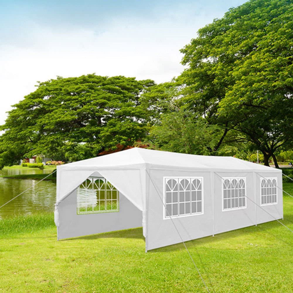 SUGIFT 10-x30′ Outdoor Canopy Party Wedding Tent White Gazebo with 5 Side Walls