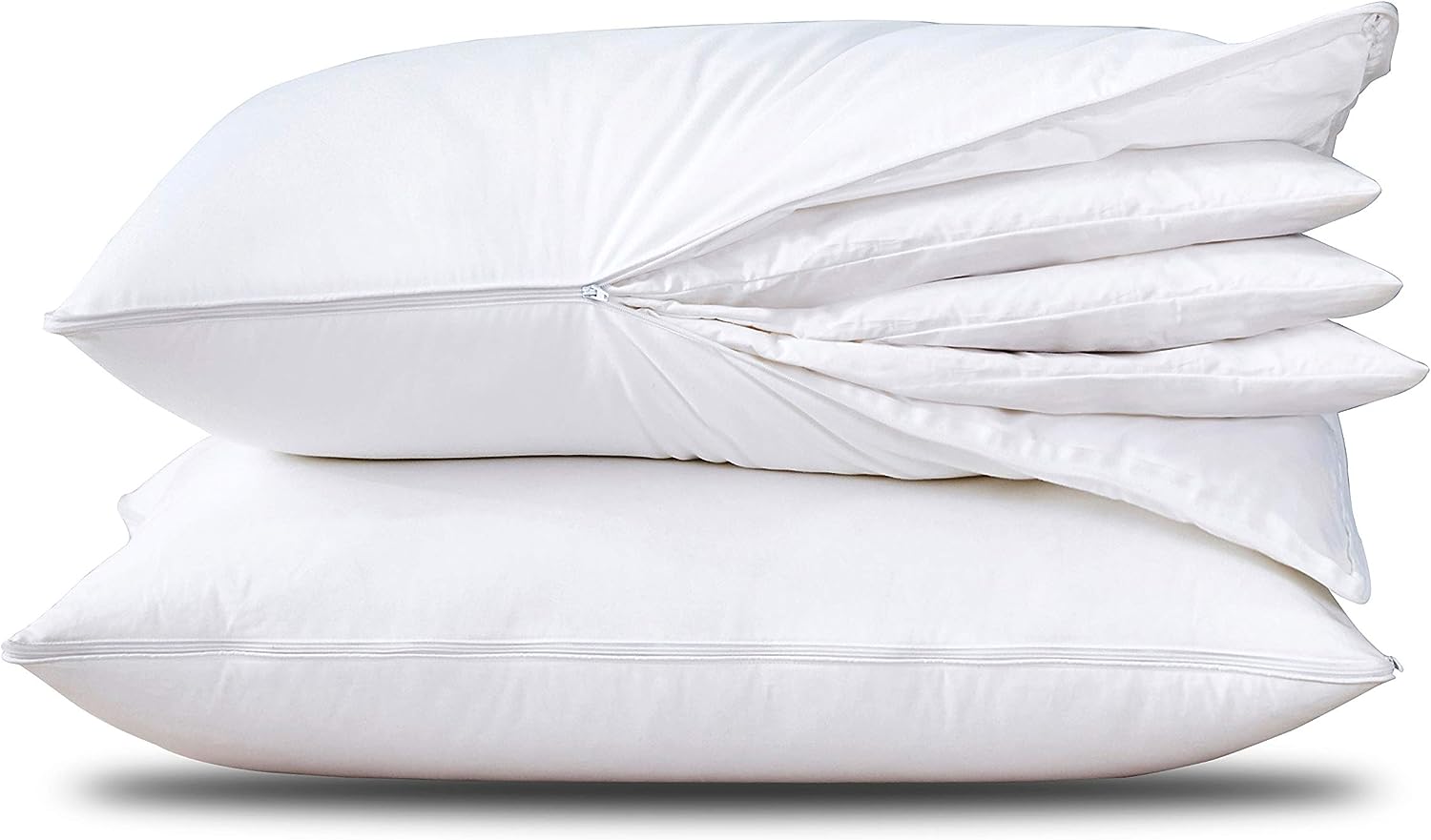 Three Geese Adjustable Layer Goose Feather Pillow.Assemblable Bed Pillow.100% Soft Cotton Cover.Good for Side and Back Stomach Sleeper. Standard/Queen Size.Packaging Include 2 Pillows.