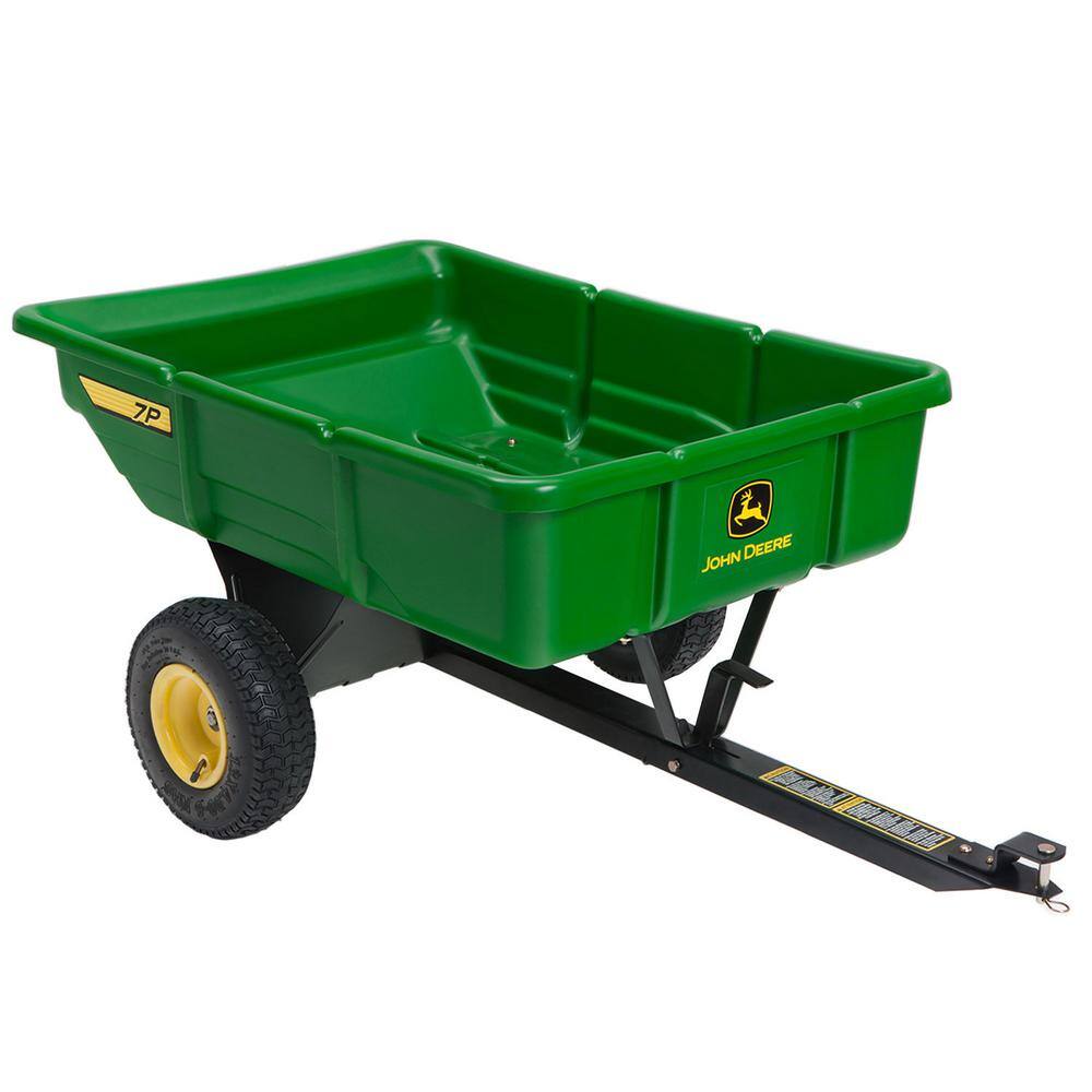 John Deere LP21935 450 lb. 7 cu. ft. Tow Behind Poly Utility Cart Dump Trailer with Universal Hitch