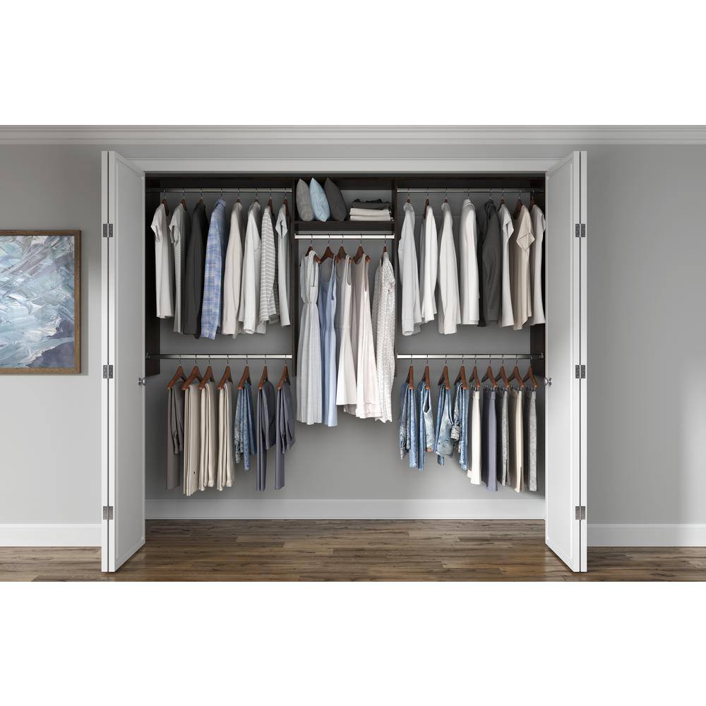 Closet Evolution TR16 Basic Hanging 60 in. W - 96 in. W Espresso Wood Closet System