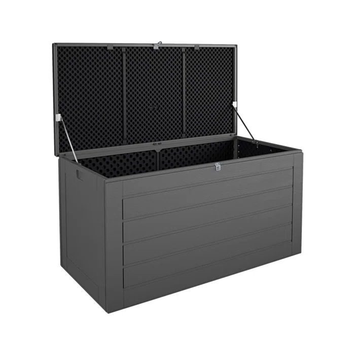 Cosco Outdoor Patio Deck Storage Box. Extra Large. 180 Gallons. Black and Charcoal