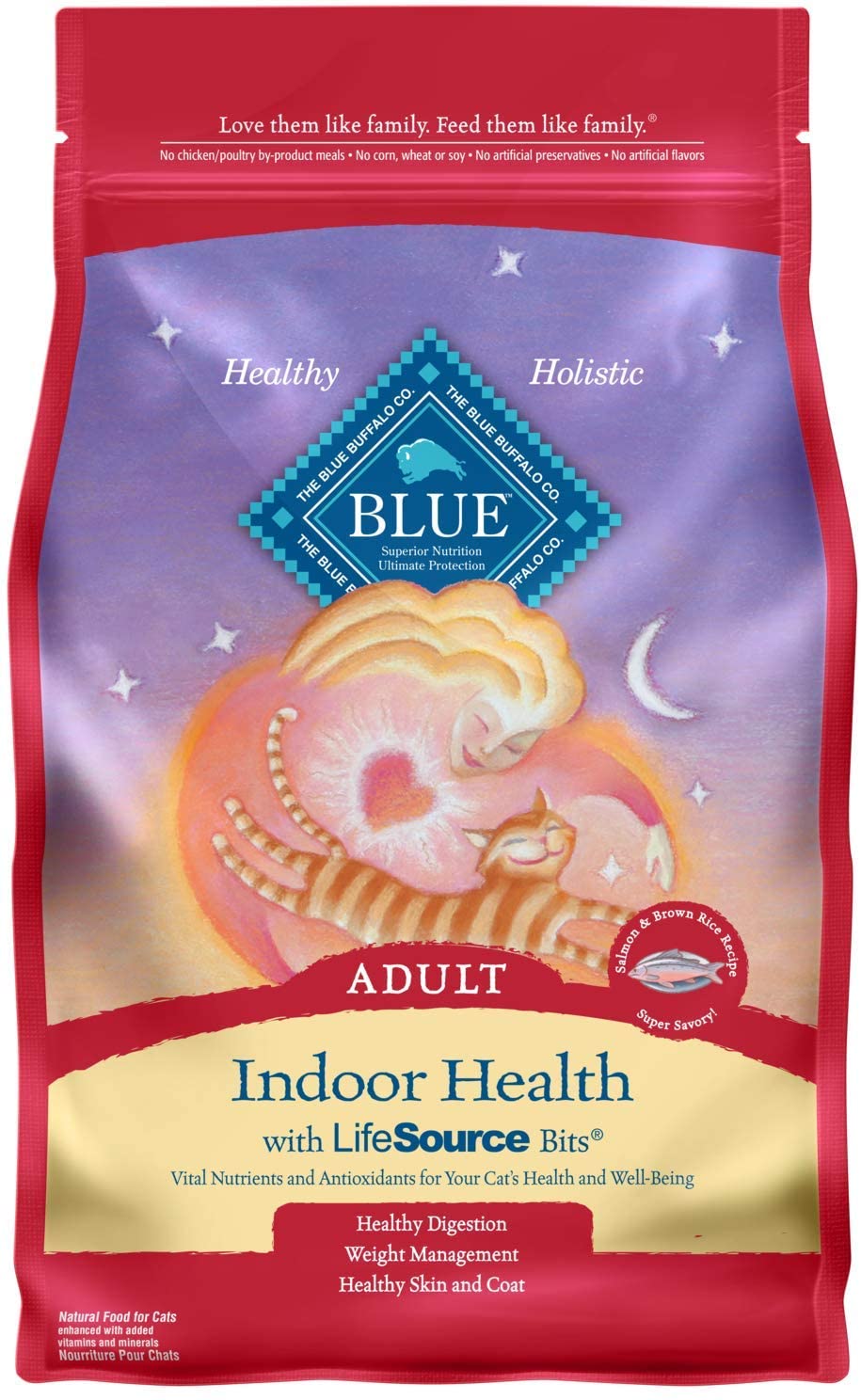 Blue Buffalo Indoor Health Natural Adult Dry Cat Food. Salmon & Brown Rice.  7 Pound (Pack of 1)