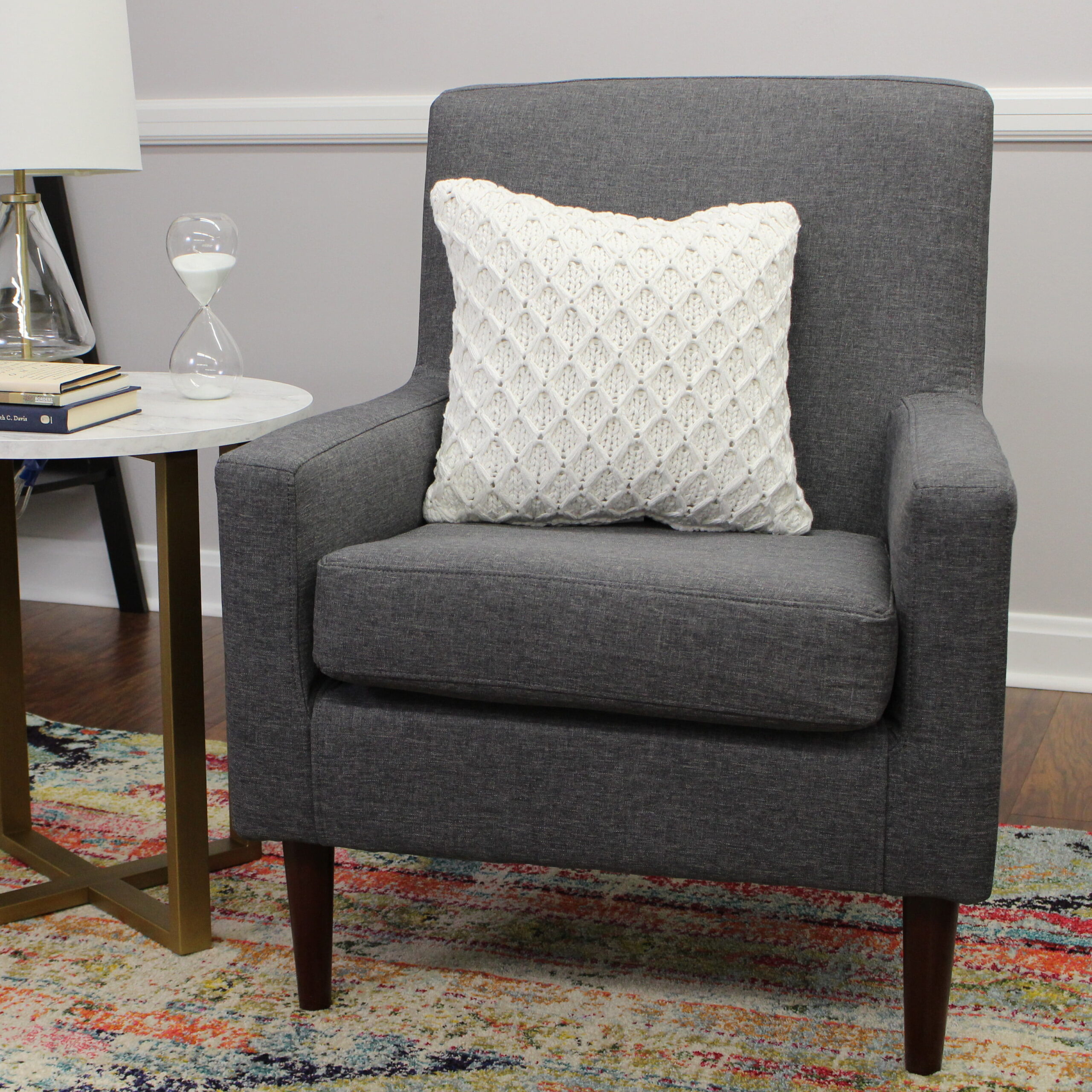 Mainstays Kinley Lounge Arm Chair. Dark Gray Polyester Fabric