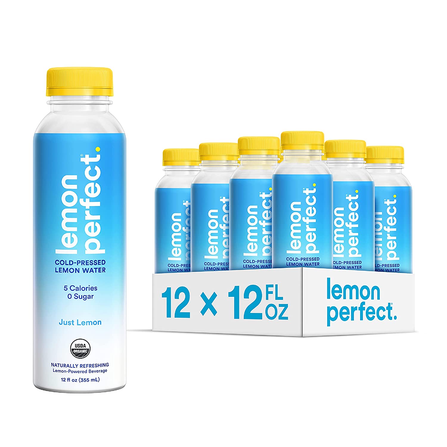 Lemon Perfect. Organic Cold-Pressed Lemon Water. Flavored Water. Just Lemon (12-Pack)