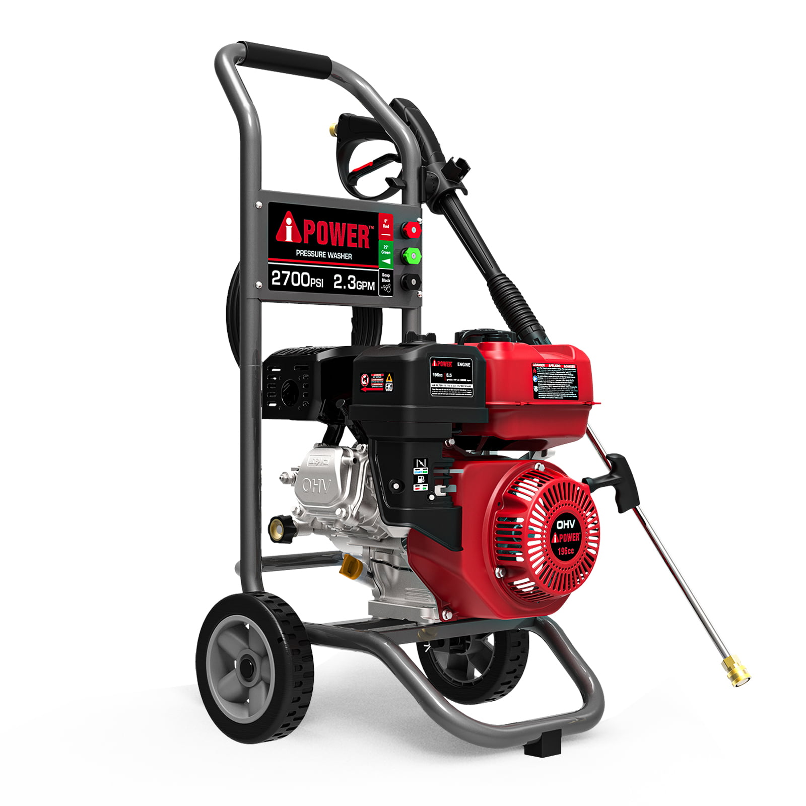A-iPower 2700 PSI at 2.3 GPM 196cc 4-Cycle OHV Gas Powered Cold Water Pressure Washer