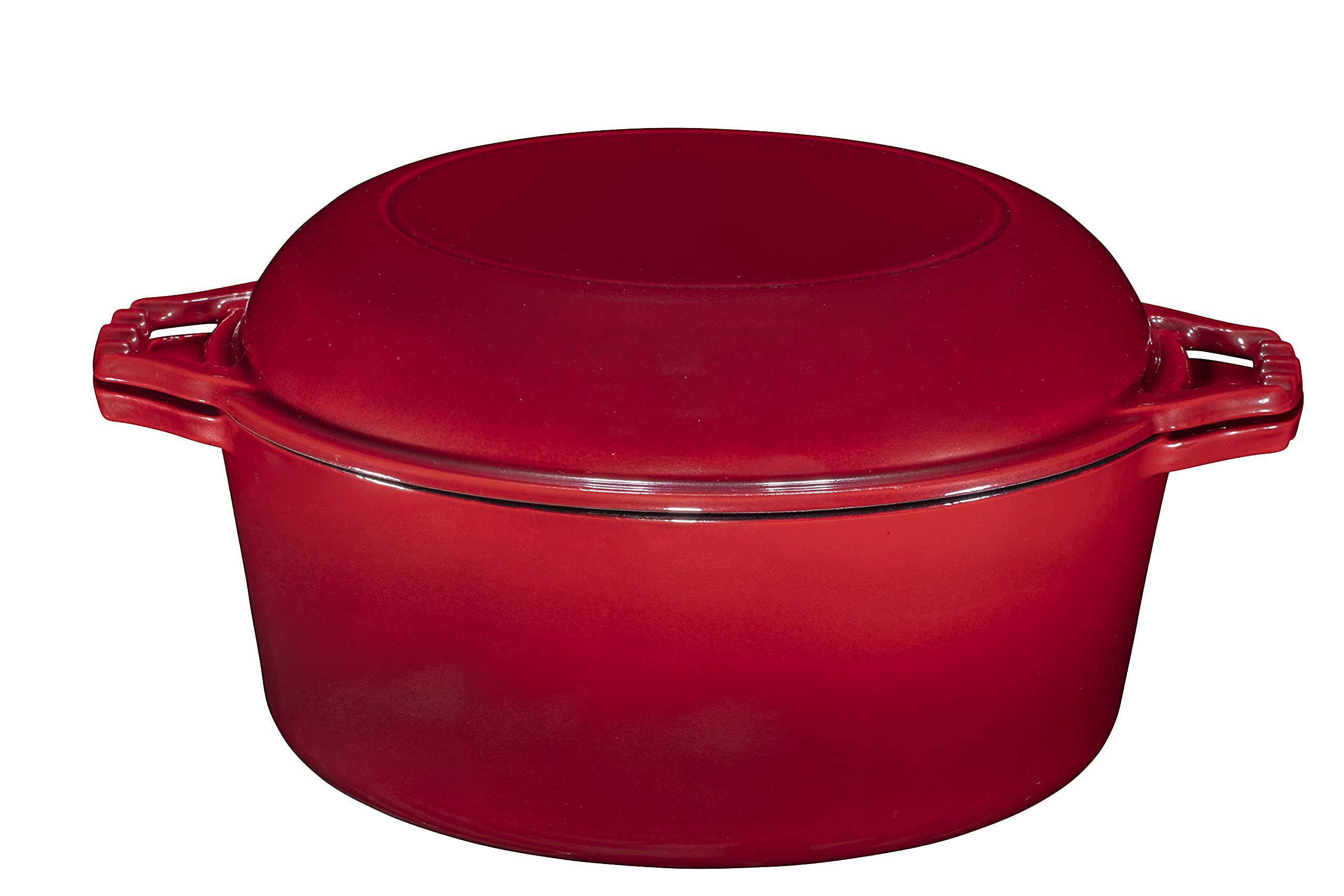 Bruntmor | Enameled 2 In 1 Double Dutch Oven And Domed Skillet Lid 7 Quart