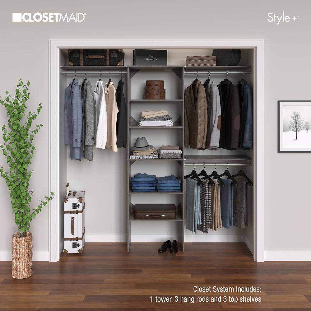 ClosetMaid 6702 Style+ 73.1 in W - 121.1 in W Coastal Teak Basic Wood Closet System Kit