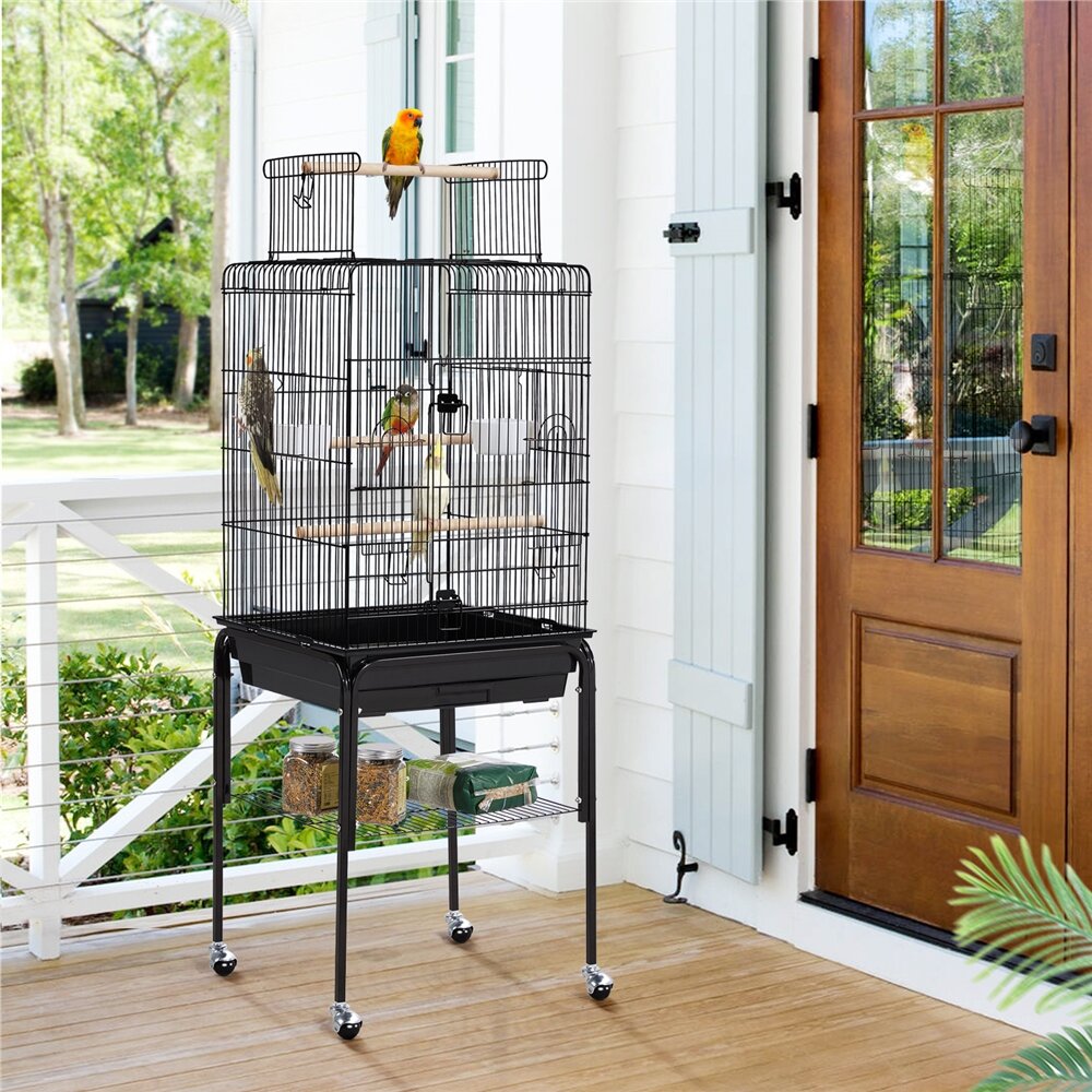 Gabbert 53.5” Iron Play Top Floor Bird Cage with Wheels