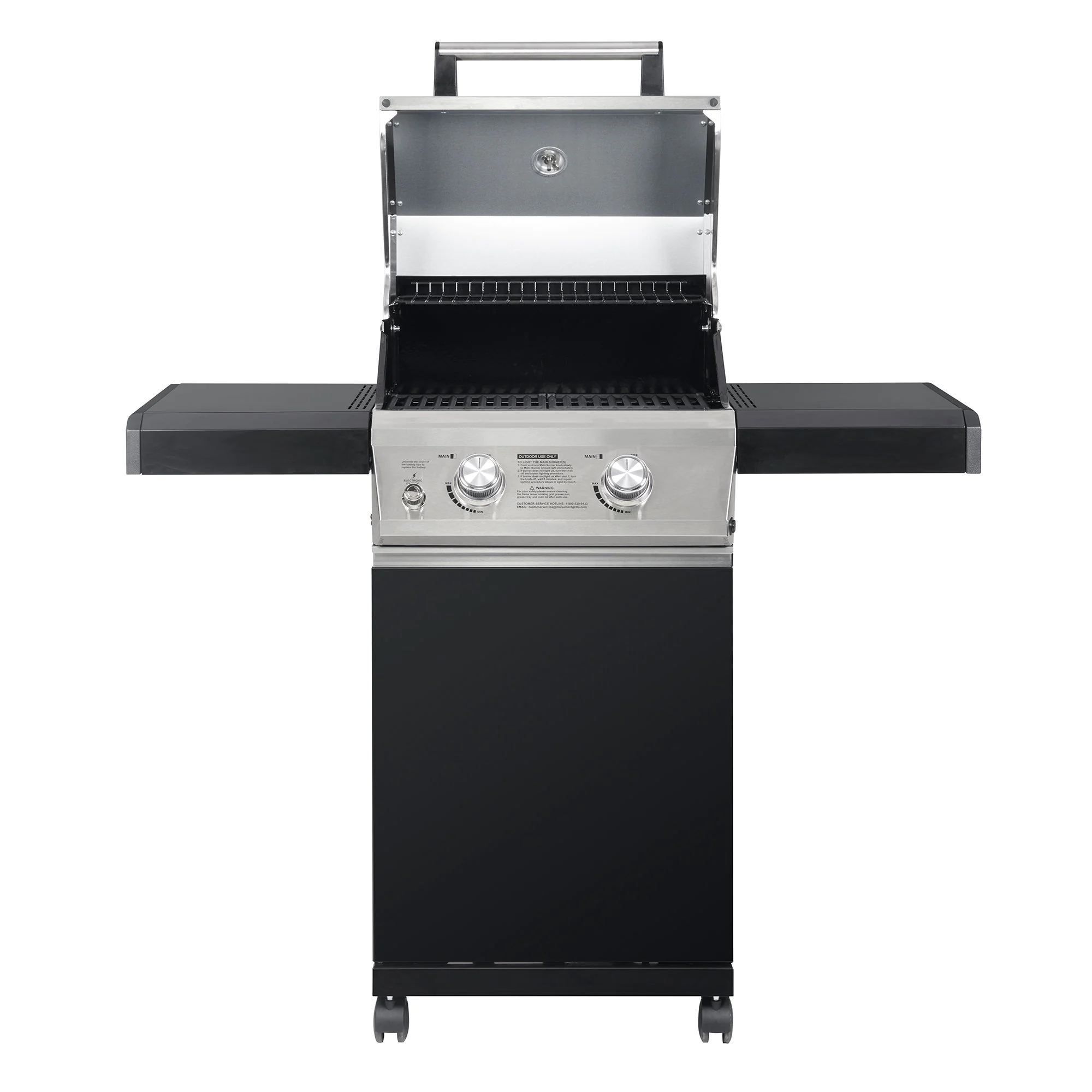 Monument 14633B Stainless Steel and Black 2-Burner Liquid Propane Gas Grill
