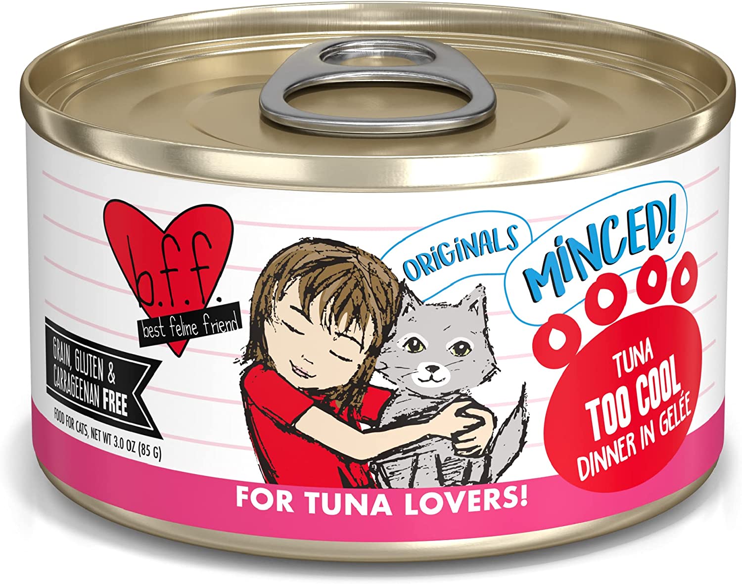 Weruva Best Feline Friend (B.F.F.) Tuna Too Cool with Red Meat Tuna in Gelee Cat Food. 3oz Can (Pack of 24)