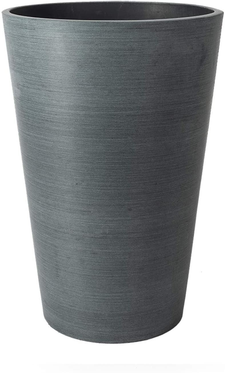 Algreen Valencia Round Outdoor Planter Pot. Charcoal Gray. 16″