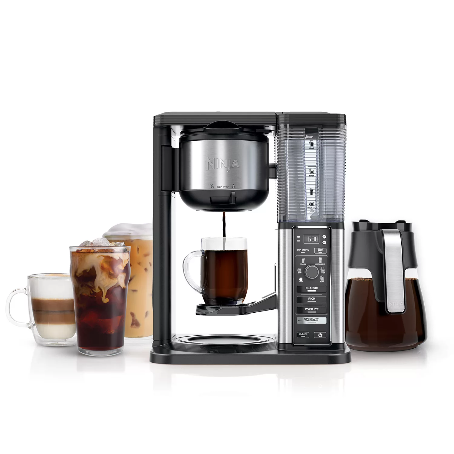 Ninja Specialty Coffee Maker with Fold-Away Frother and Glass Carafe