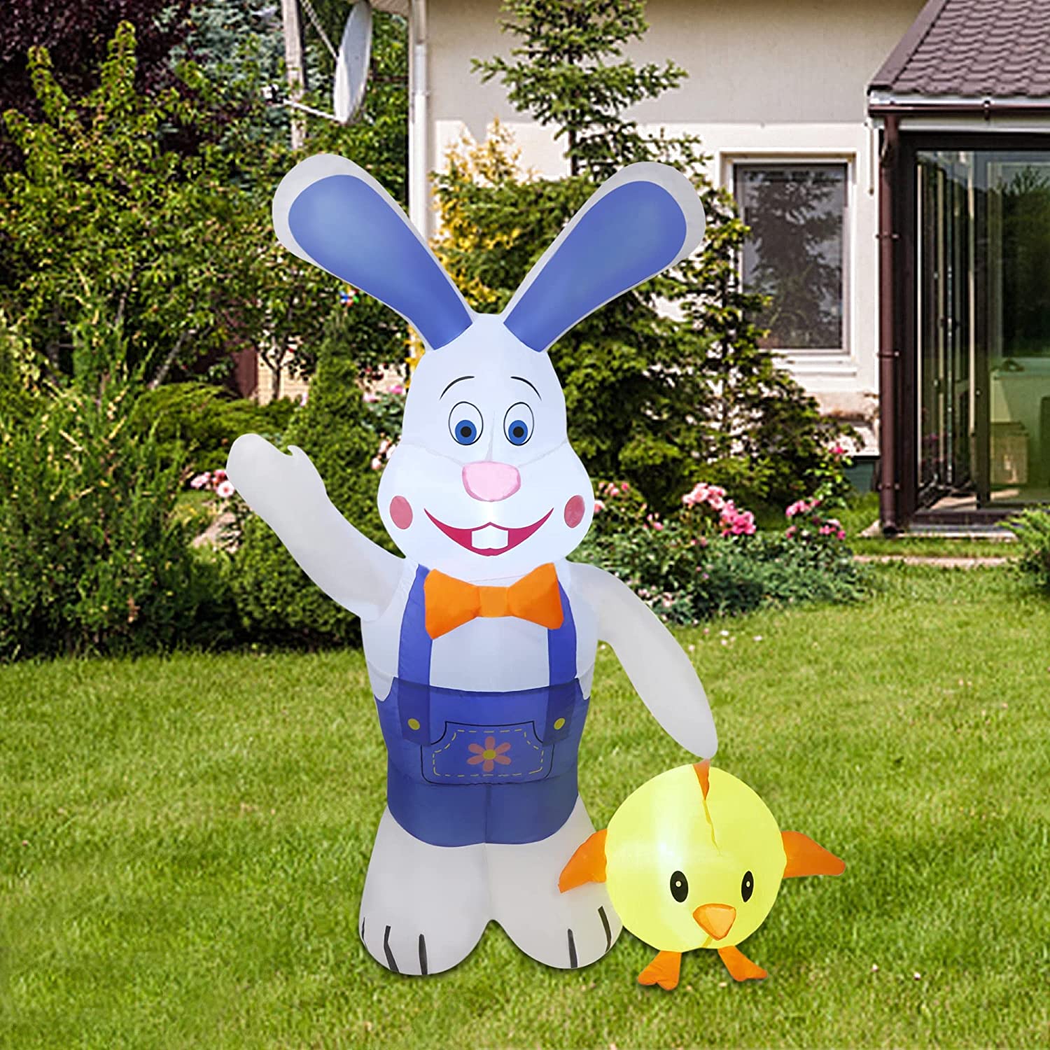 Needostar 4 FT Easter Inflatable Bunny with Chick. Easter Inflatables Outdoor Decorations
