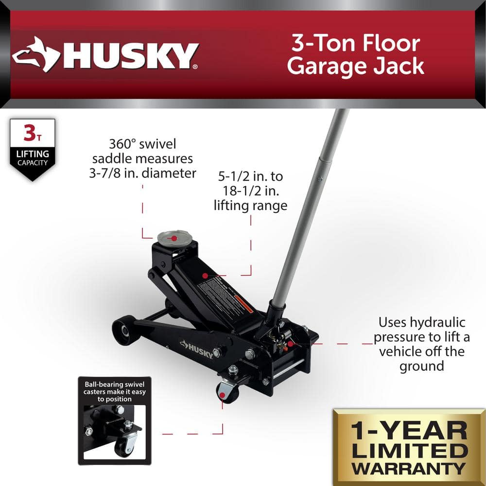 Husky HD00107 3-Ton Floor Garage Jack