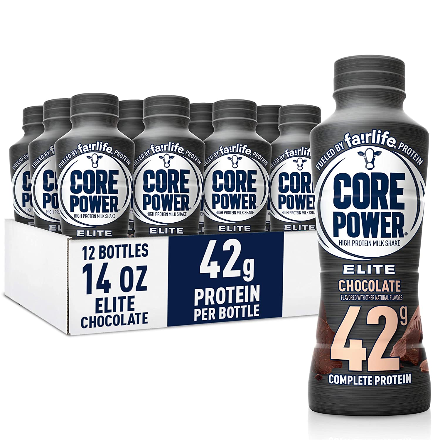 Core Power Elite High Protein Shakes (42g). Chocolate. Ready to Drink for Workout Recovery. 14 Fl Oz (Pack of 12)