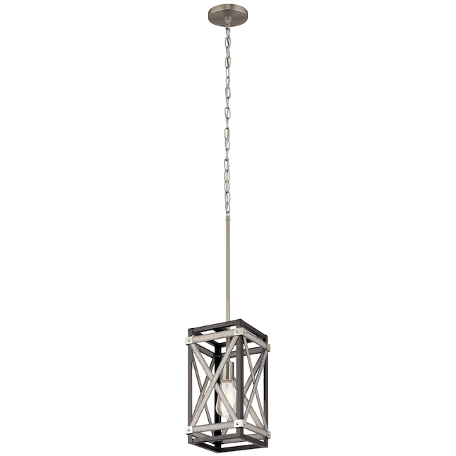 Kichler 82268 Stetton Anvil Iron and Distressed Antique Grey Farmhouse Square Mini Pendant Light