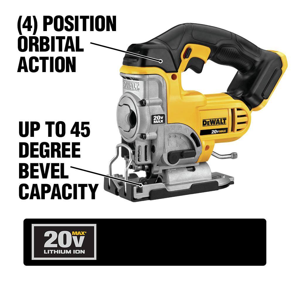 DEWALT DCS331BW230C 20V MAX Cordless Jig Saw. (1) 20V MAX Compact Lithium-Ion 3.0Ah Battery. and 12V-20V MAX Charger