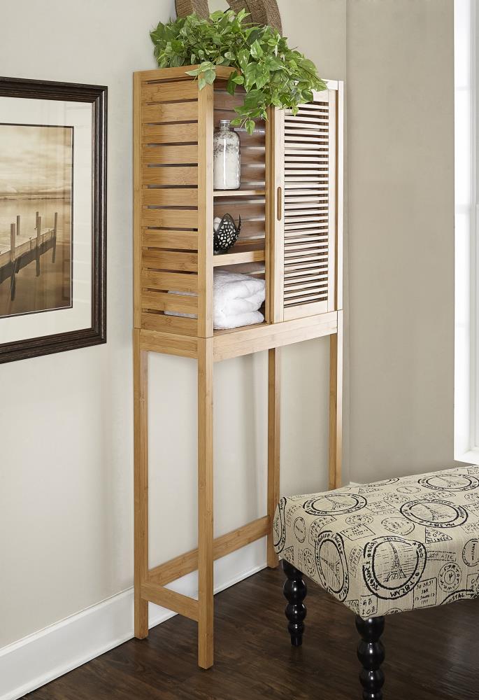 Linon Bracken 26-in W x 65-in H x 11-in D Natural 3-Shelf Over-the-Toilet Storage
