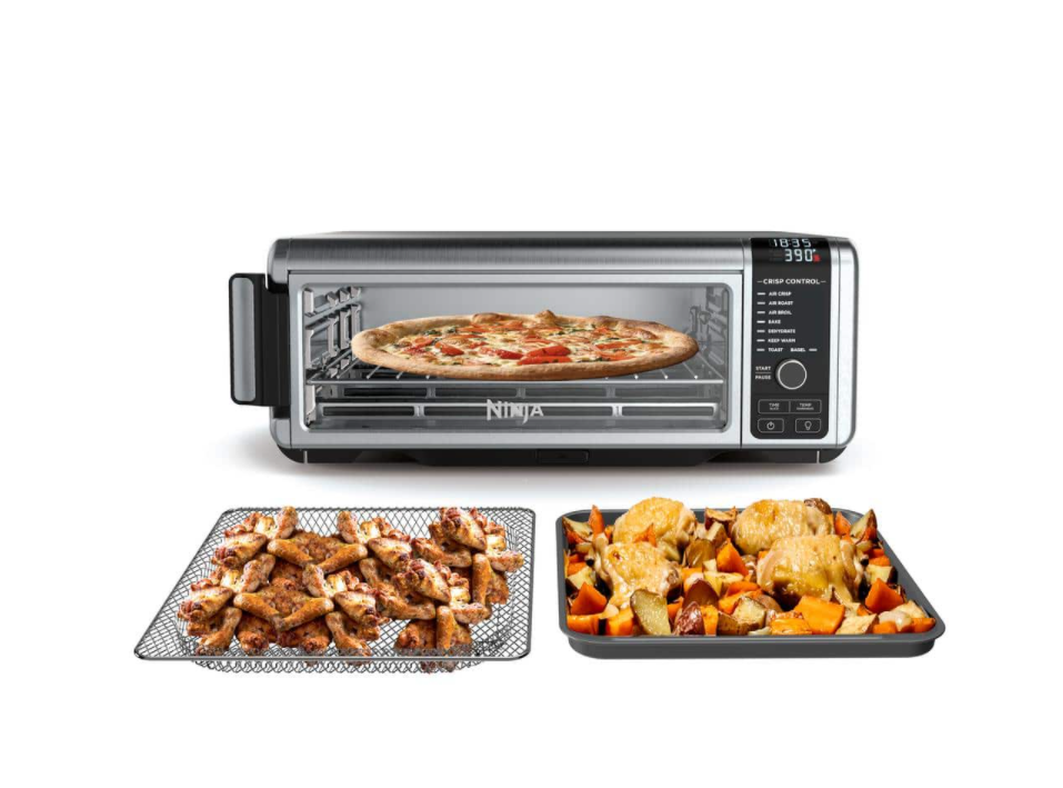 NINJA SP101 Stainless Steel Foodi Digital Air Fry Oven. Convection Oven. Toaster. Air Fryer. Flip-Away for Storage