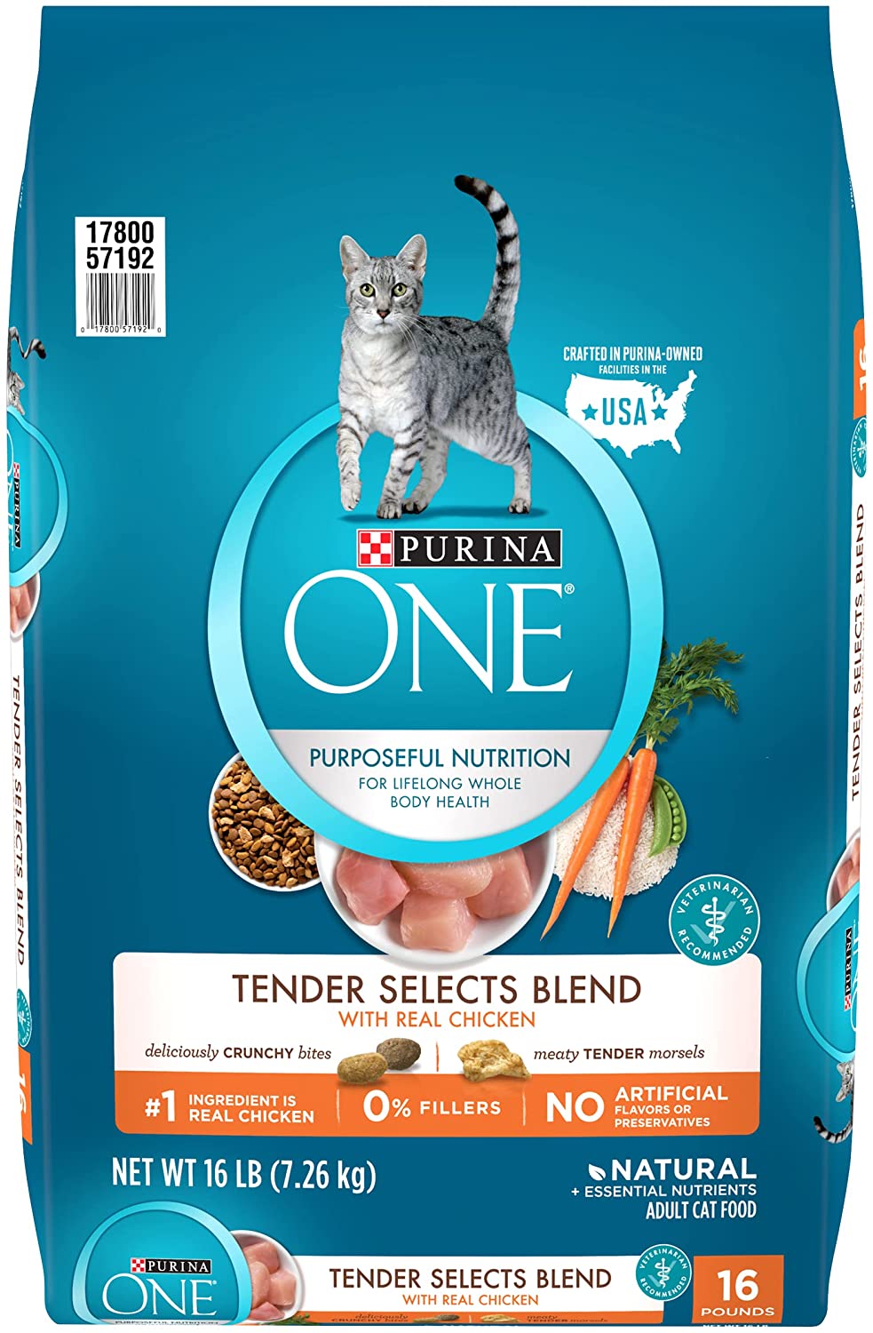 Purina ONE Tender Selects Blend Adult Dry Cat Food. Chicken