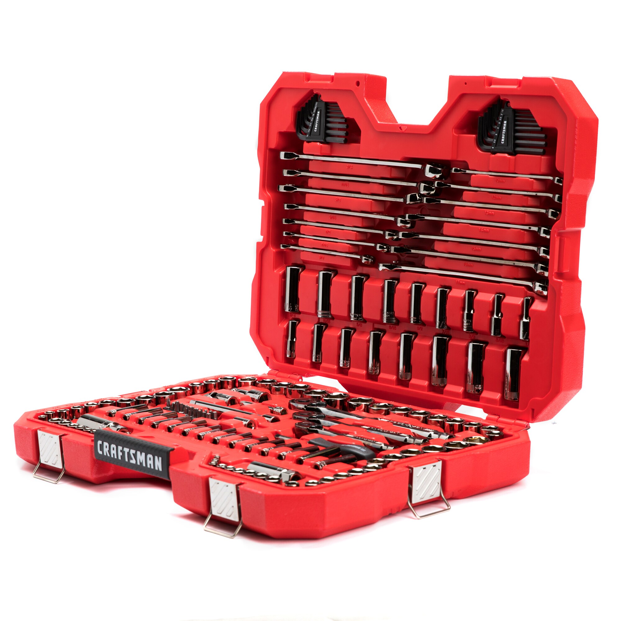 CRAFTSMAN 150-Piece Standard (SAE) and Metric Combination Gunmetal Chrome Mechanics Tool Set with Hard Case