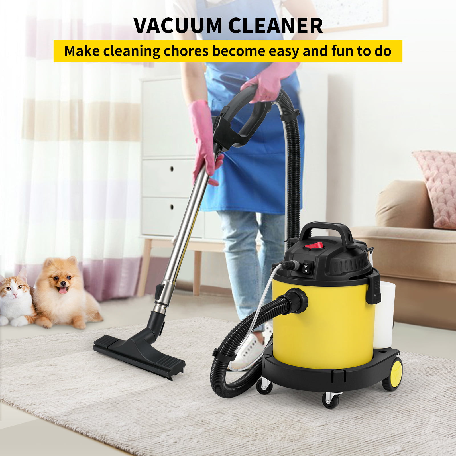 BENTISM Wet Dry Shampoo Vacuum Shop Car Vac 4-in-1 Cleaner 5.3 Gallon 1.6 Peak HP