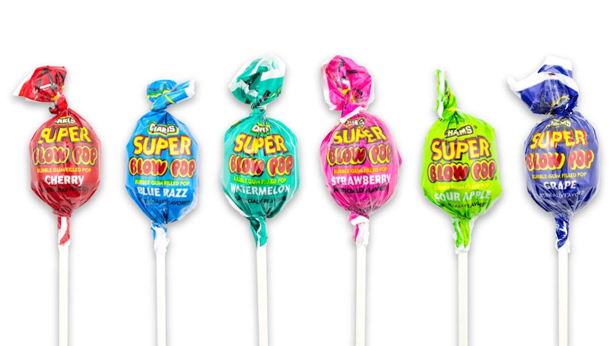 Tootsie Roll Store Charms Super Blow Pops 48 Lollipops/Box.Assorted Flavors