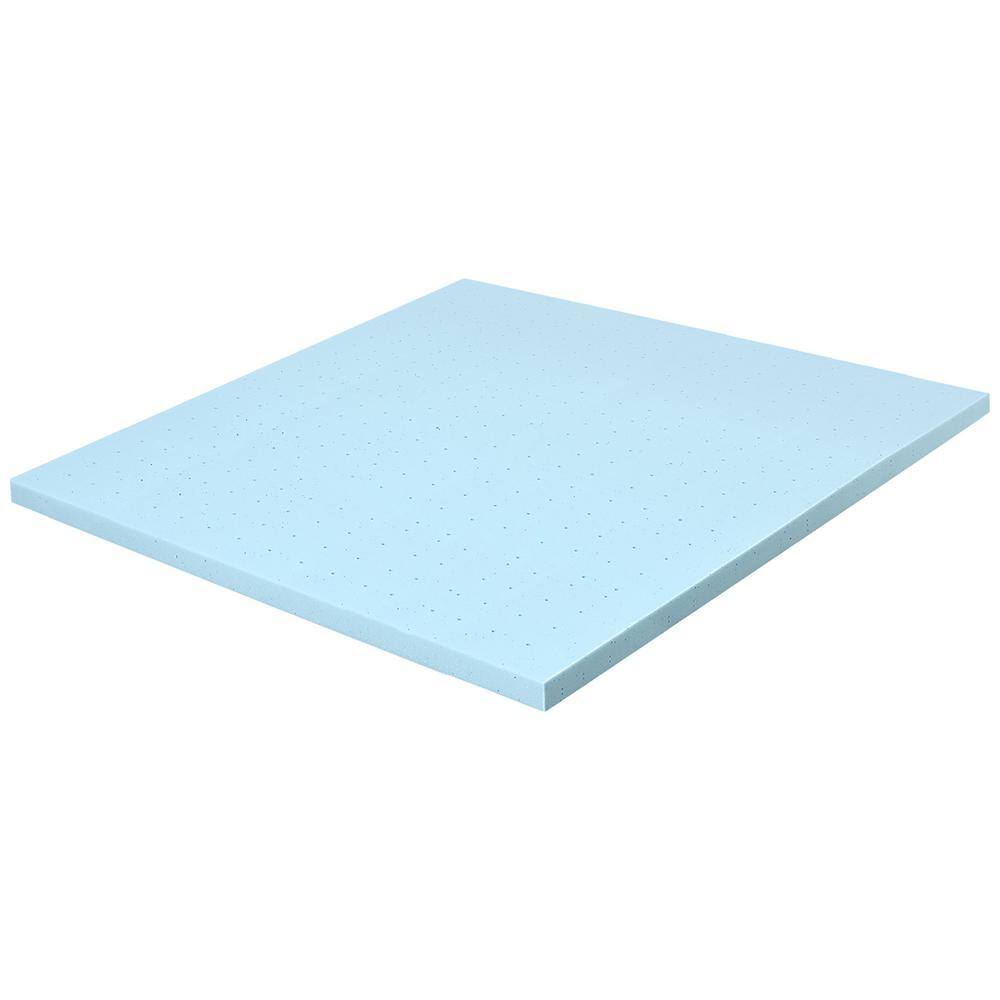 Costway  Blue 4 in. Gel-Infused Memory Foam Mattress Topper Ventilated Bed Pad Queen