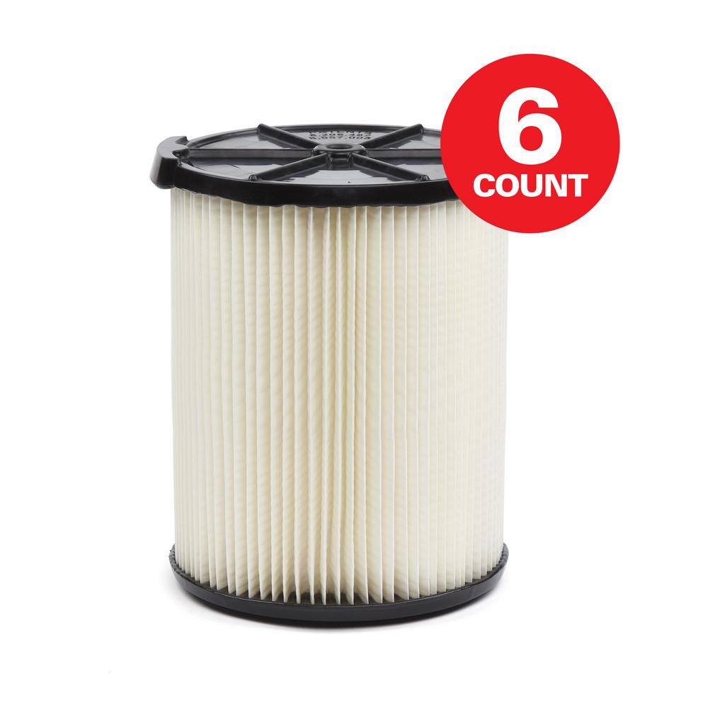 MULTI FIT VF7816B General Purpose Replacement Cartridge Filter for Most 5 to 20 Gallon CRAFTSMAN Wet/Dry Shop Vacuums (6-Pack)