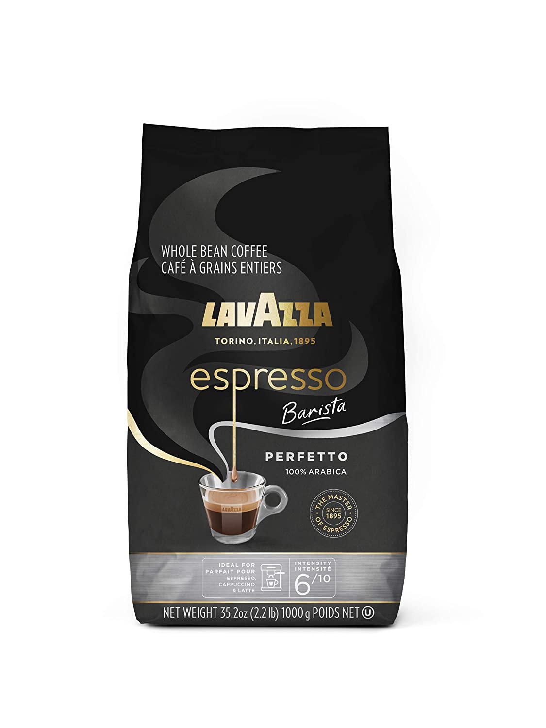 Lavazza Espresso Barista Perfetto Whole Bean Coffee 100% Arabica. Medium Espresso Roast. 2.2-Pound Bag (Packaging may vary) Authentic Italian. Blended And Roated in Italy