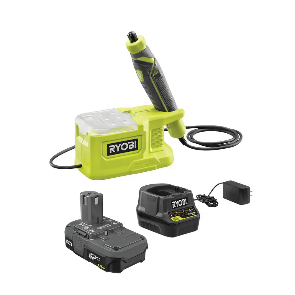 RYOBI PRT100KN ONE+ 18V Cordless Precision Rotary Tool Kit with Precision Rotary Accessories. 1.5 Ah Lithium-Ion Battery. and Charger