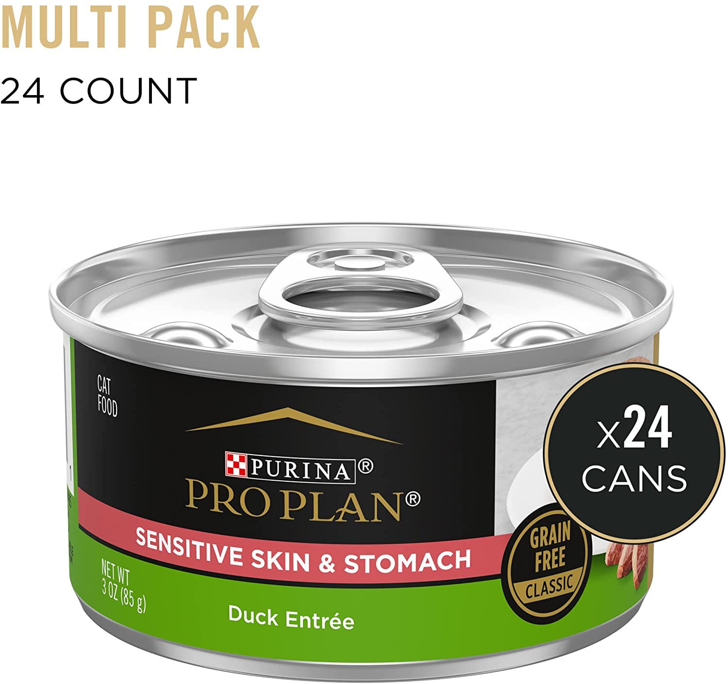 Purina Pro Plan Sensitive Skin and Stomach Wet Cat Food. Sensitive Skin and Stomach Duck Entree - (24) 3 oz. Pull-Top Cans