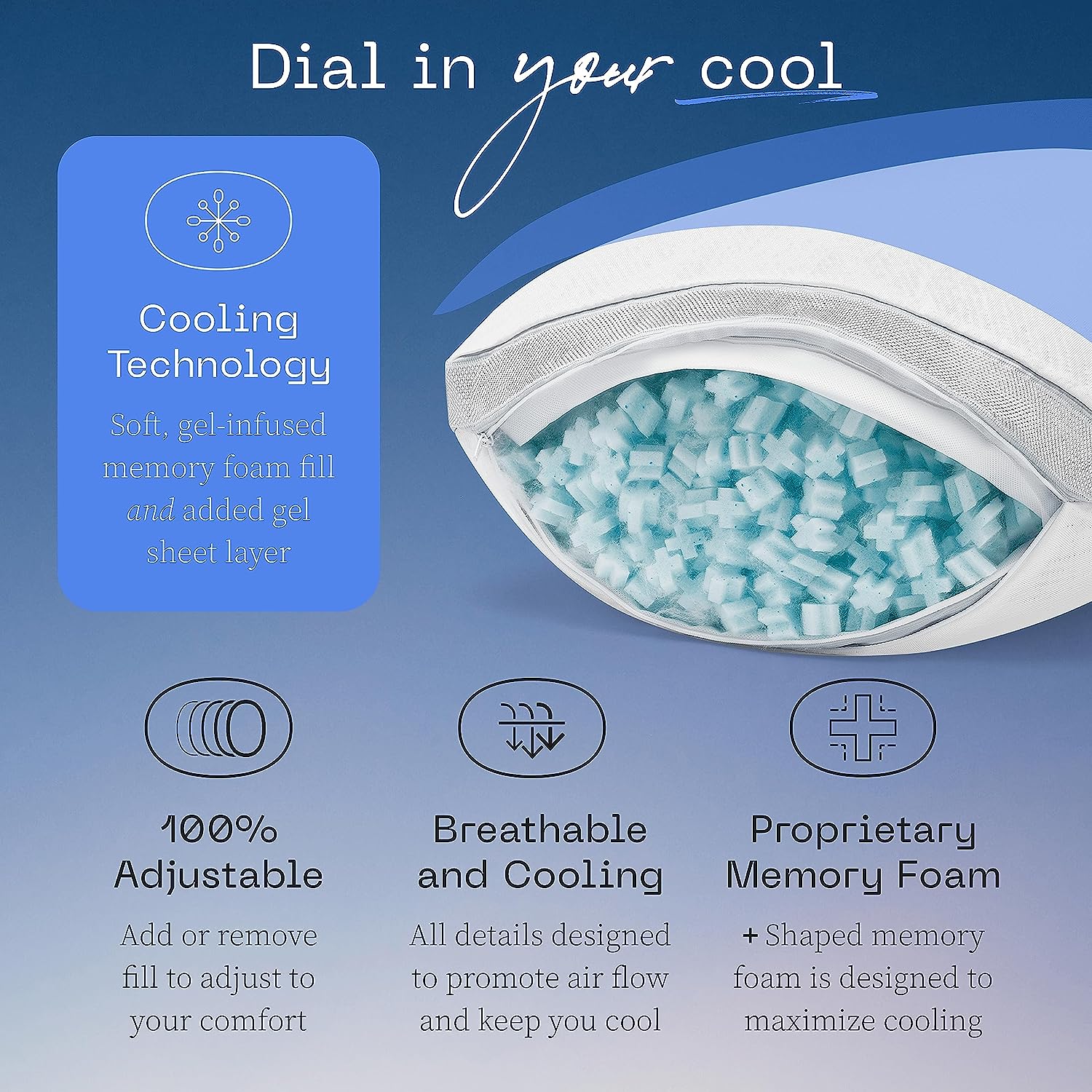 Coop Home Goods Eden Cool+ Pillow. Queen Size Plus Shaped Memory Foam Pillows with Cooling Gel. Back. Stomach or Side Sleeper Pillow. Adjustable Neck Support for Sleeping. CertiPUR-US/GREENGUARD Gold