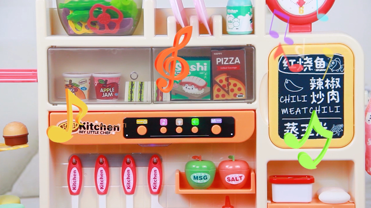 Kitchen Set for Kids. Big Modern Kitchen set 87 pcs Pretend Play Cook with Sink. Light. Sound. Cutting Food. Steam and Water Features. by VALESSATI