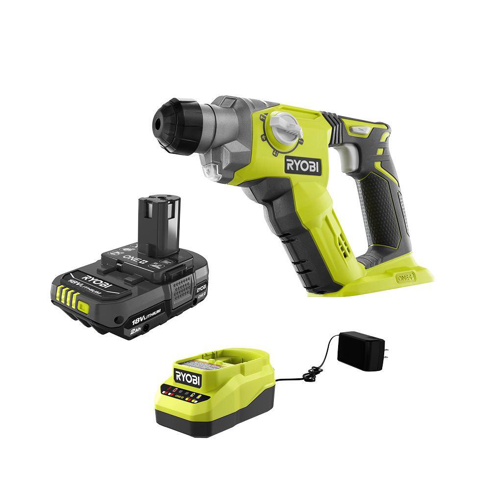 RYOBI P222-PSK005 ONE+ 18V Cordless 1/2 in. SDS-Plus Rotary Hammer Drill with 2.0 Ah Battery and Charger