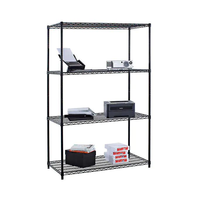 TRINITY 4-Tier Wire Shelving Rack. 48″ x 24″ x 72″ NSF. Black