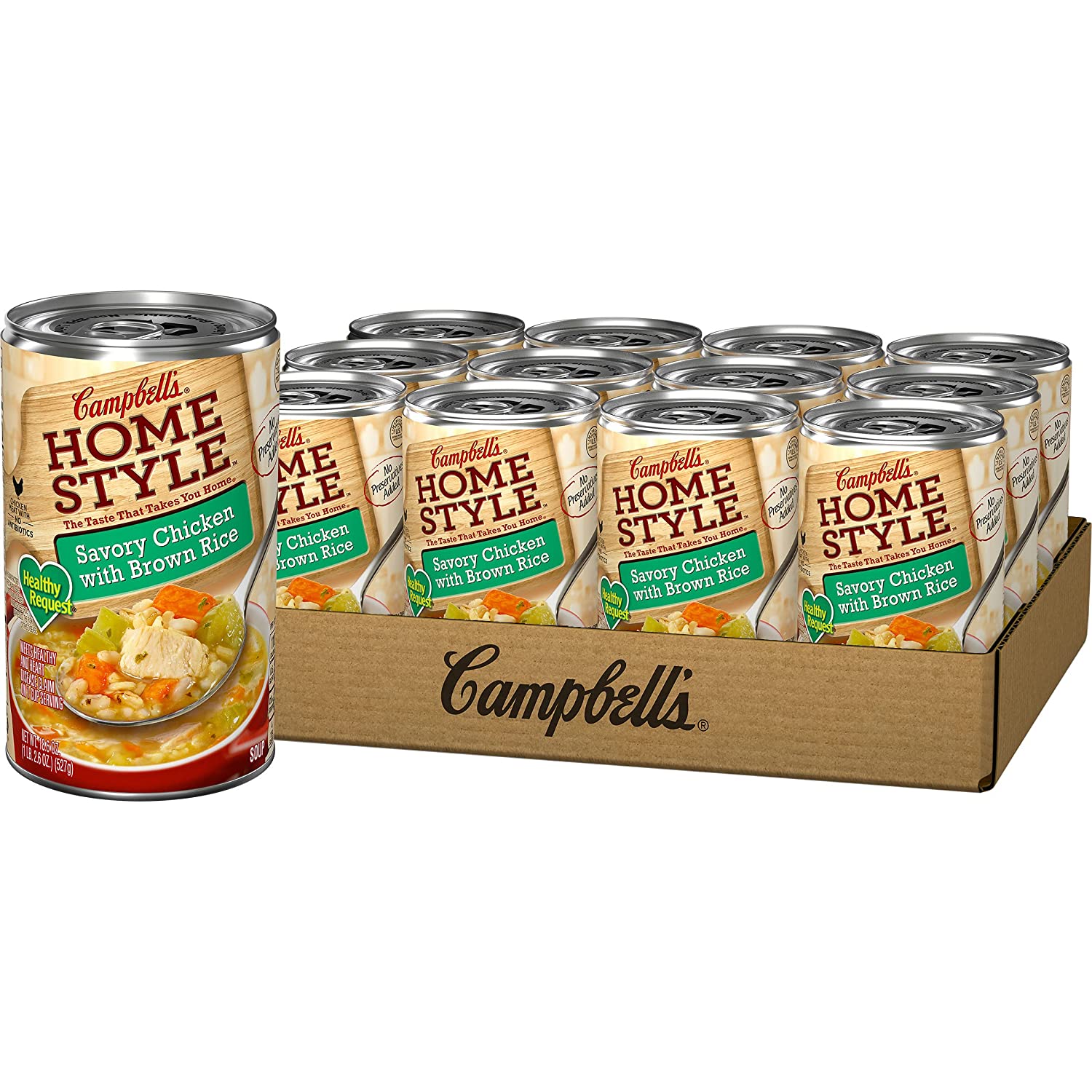 Campbell-s Homestyle Healthy Request Savory Chicken with Brown Rice Soup. 18.6 oz. (Pack of 12)