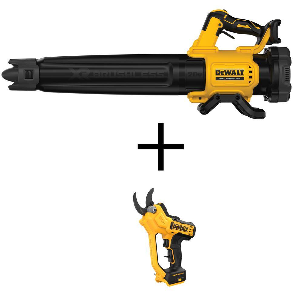 DEWALT DCBL722BWPR320B 20V MAX 125 MPH 450 CFM Cordless Battery Powered Handheld Leaf Blower & Cordless Pruner (Tools Only)
