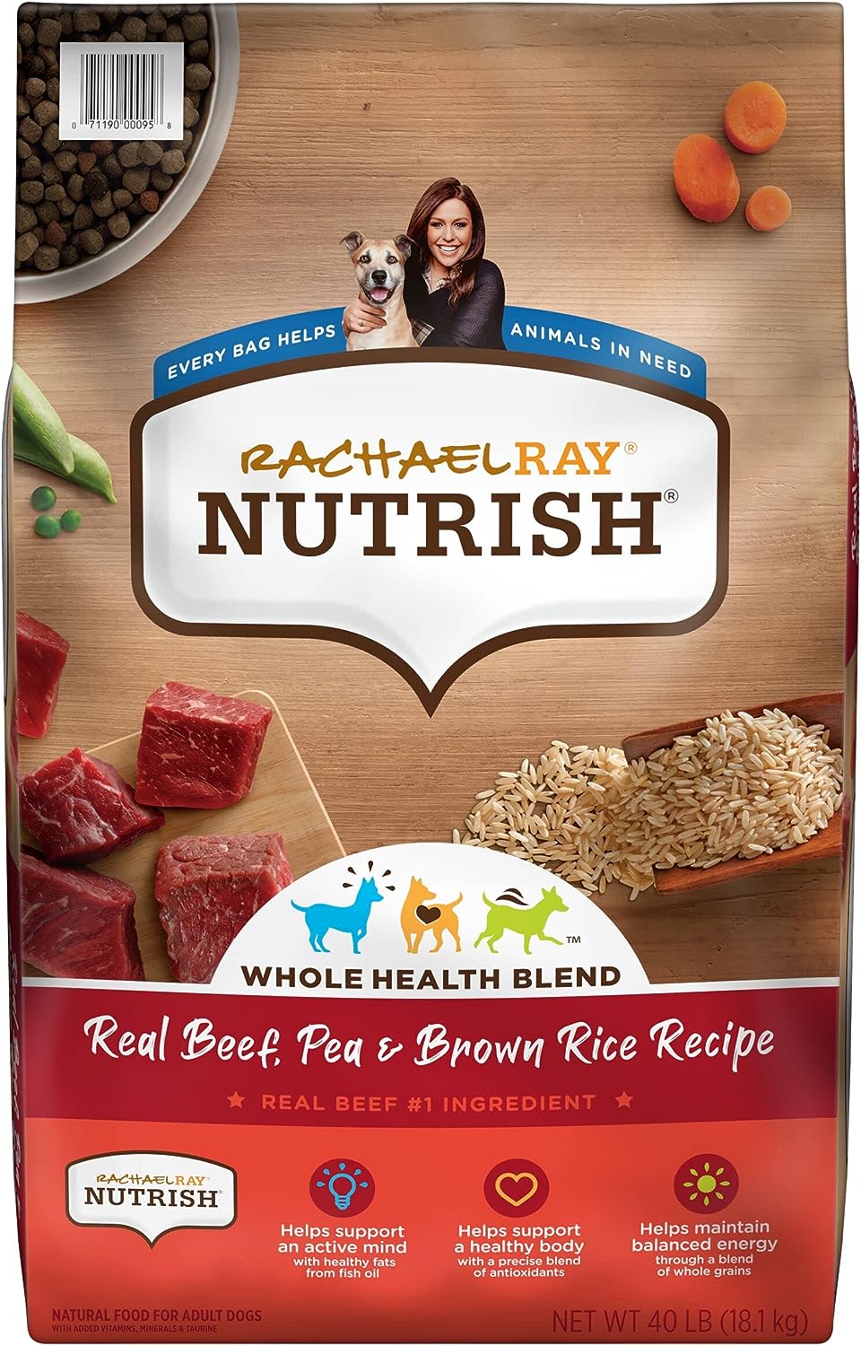 Rachael Ray Nutrish Natural Real Beef. Pea & Brown Rice Recipe Dry Dog Food. 40 lbs.