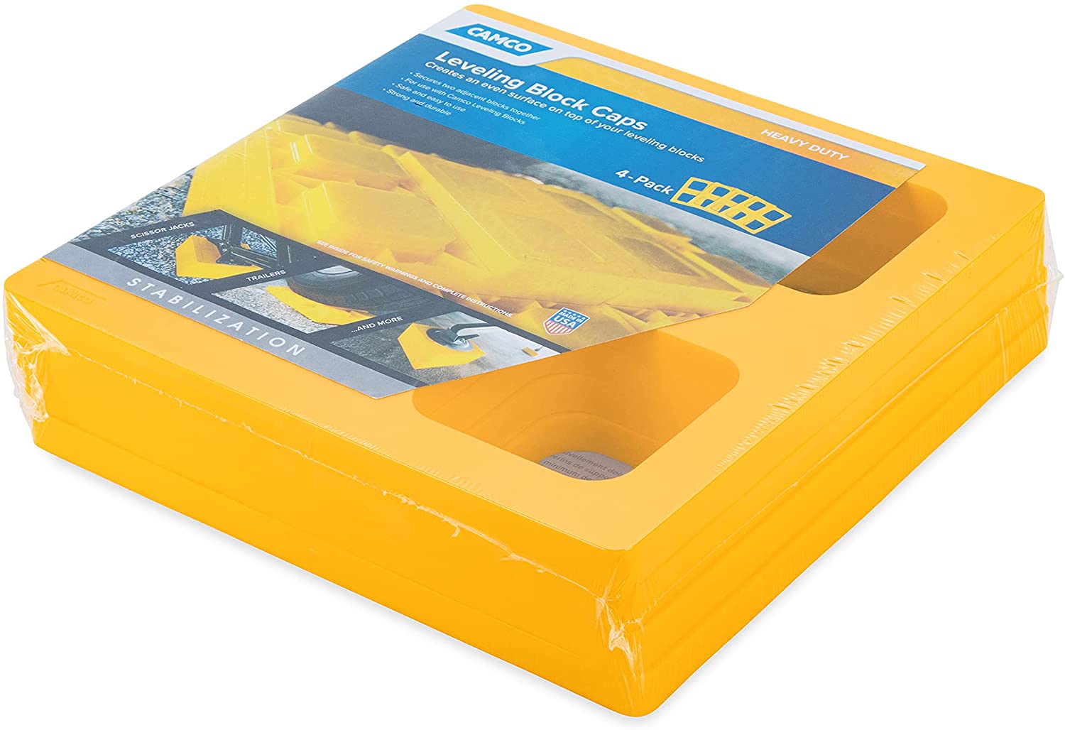 Camco Durable Leveling Block Caps. 4 Pack (44500) . Yellow