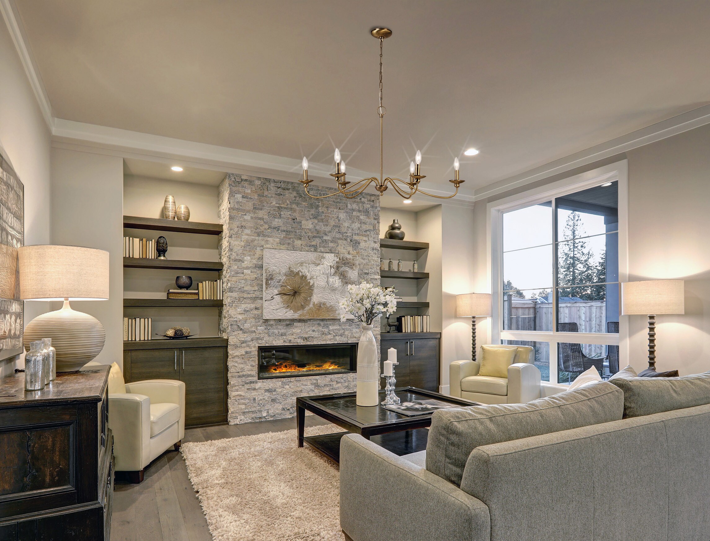 allen + roth Providence 6-Light Soft Gold Traditional Tiered Pendant Light