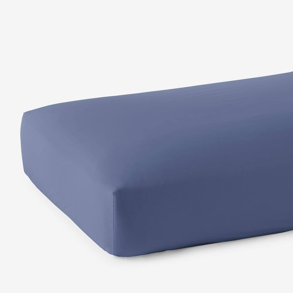 The Company Store  Legends Hotel Supima Cotton Wrinkle-Free Blue Dusk 450-Thread Count Sateen Queen Fitted Sheet - Blue Dusk