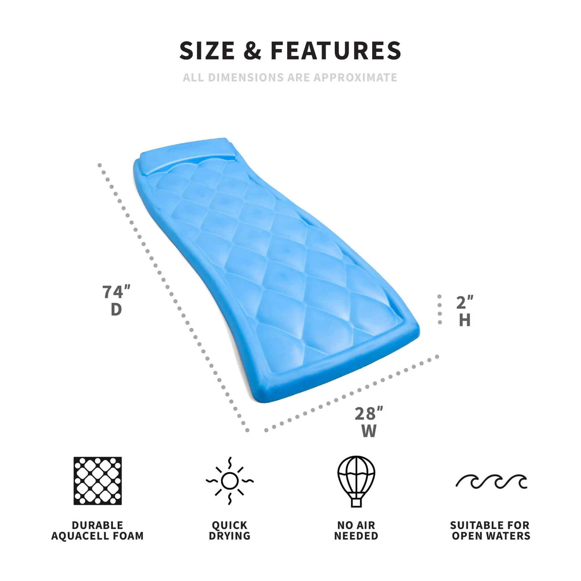 Big Joe Aquaria Avena Swimming Pool Padded Floating Luxury Lounge Chair