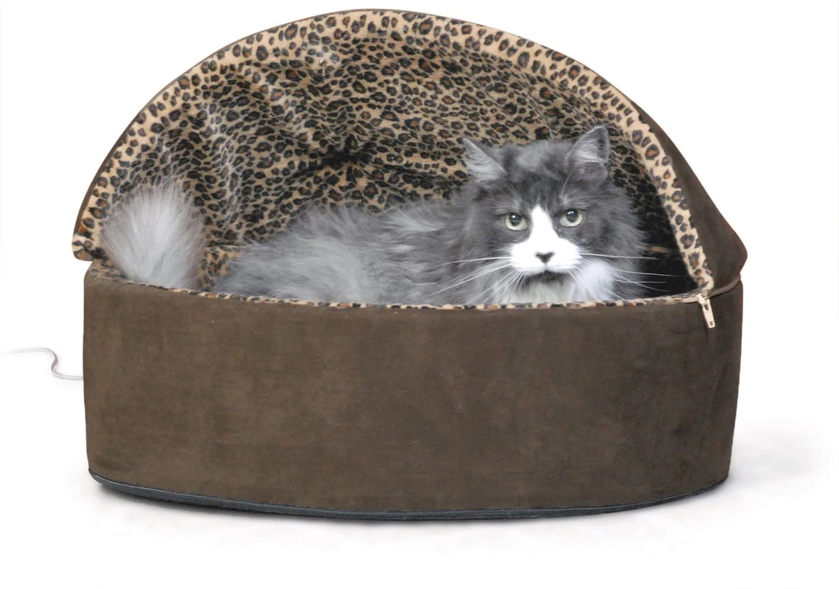 K&H Pet Products Thermo-Kitty Deluxe Hooded Cat Bed. Mocha