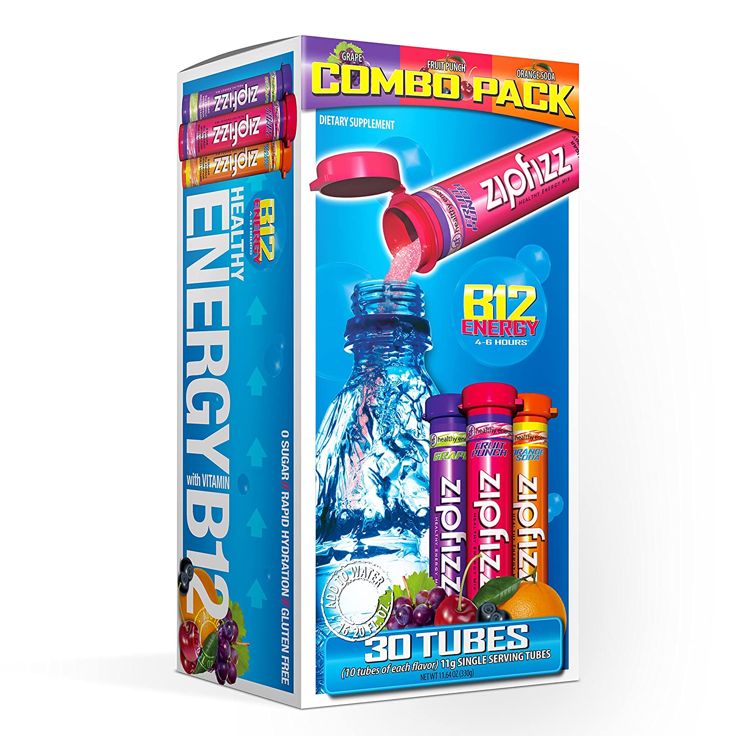 Zipfizz Healthy Energy Drink Mix. Hydration with B12 and Multi Vitamins. Variety Pack. 30 Count. 0.38 Ounce (Pack of 30)