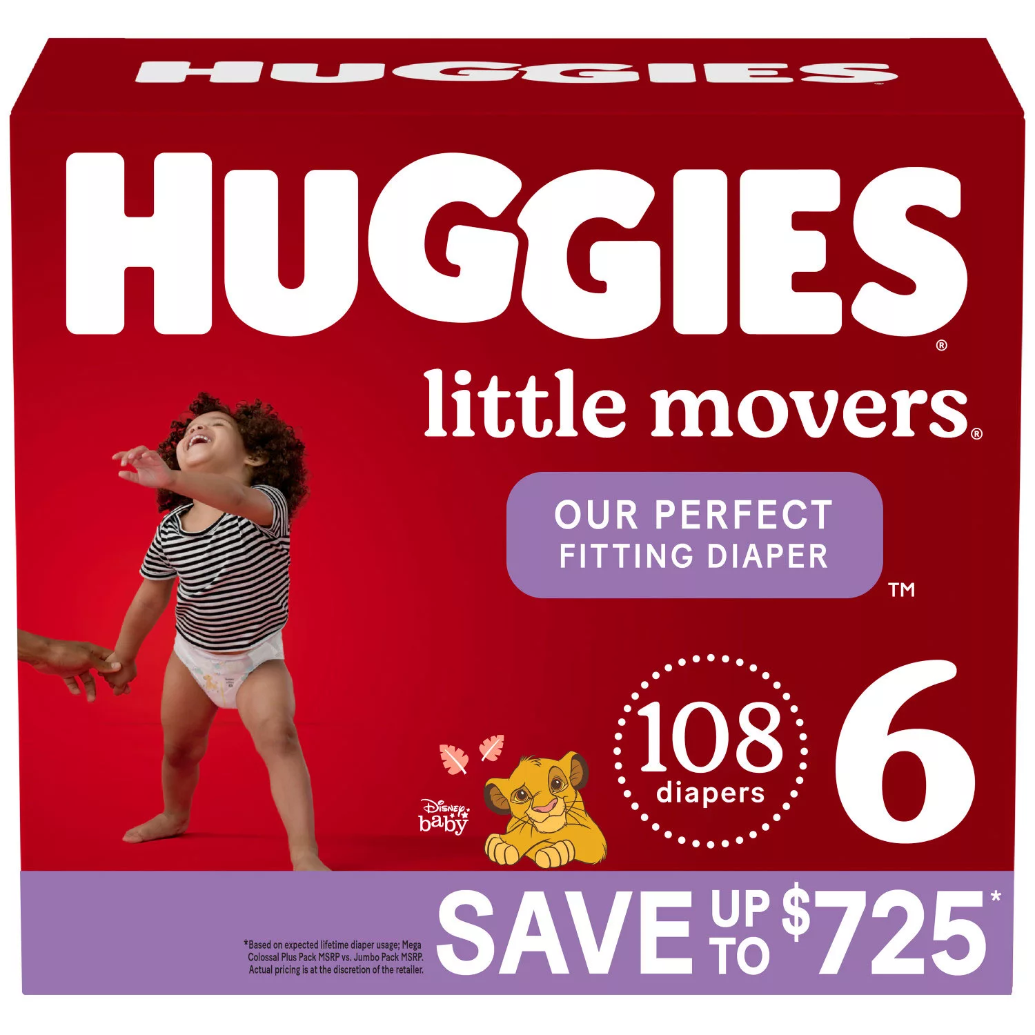 Baby Diapers Size 6. 108 Ct. Huggies Little Movers
